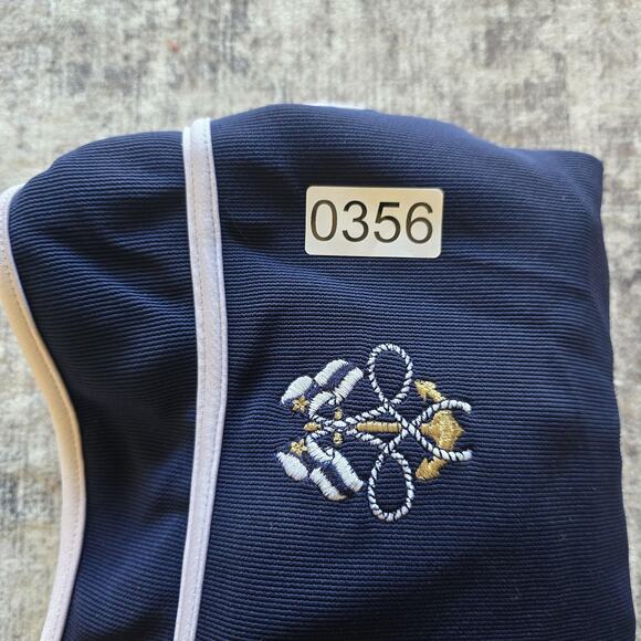 VTG Swimsuit Womens XL Sailor Navy Blue One Piece Full Coverage Built-In Bra 90s - Picture 11 of 12